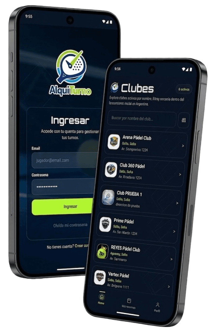 Panel web privado de AlquiTurno para clubes y jugadores